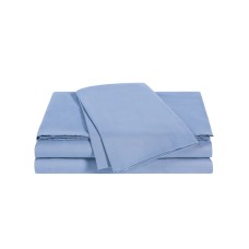 Sunham Wellbeing Oxywash Solid 300 Thread Count Sheet Set, California King, light blue