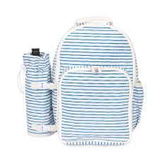 Sunnylife Picnic Cooler Striped Backpack, White/Blue
