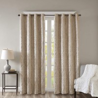 SunSmart Mirage 50″ x 84″ Damask Total Blackout Curtain Panel, Champagne