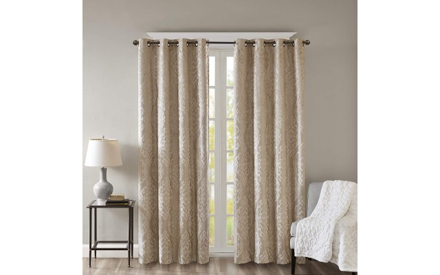  Mirage 50″ x 84″ Damask Total Blackout Curtain Panel, Champagne