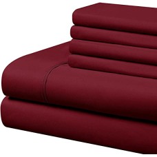 Swift Home Luxury Bedding Collection, Ultra-Soft Brushed Microfiber 4-Piece Bed Sheet Sets, Twin XL, Burgundy
