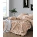  Prewashed Yarn-Dyed Cotton 3-Piece King Duvet Cover Set, Almond