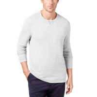 Tasso Elba Men’s Geometric Jacquard T-Shirt, Sterling Heather, X-Large