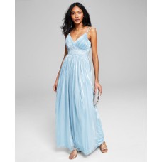 Teeze Me Womens Juniors’ Waist-Trim Gown, Light Blue/7