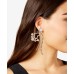  Gold-Tone Imitation Pearl Heart Charm Drop Earring