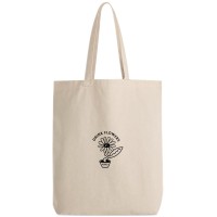 The Qi Cotton Canvas Joyful Life Graphic Tote Bag – Beige Khaki