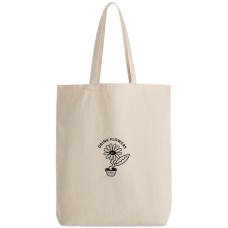 The Qi Cotton Canvas Joyful Life Graphic Tote Bag – Beige Khaki
