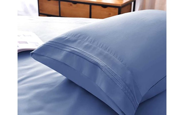  Bamboo Sheet Set-Deep Pockets- Fade, Wrinkle, Stain Resistant-1800 Thread Count, Dark Blue, Queen