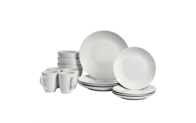  Ceramic Dinnerware Sets, White, 16 Piece