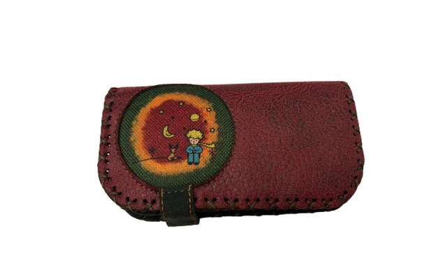  Handmade Womens Vegan Wallet Water-based Print Eco Friendly Faux Leather Wallet, Red, Little Prince