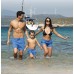  Printed, Solid & Fluorescent Colored Quick Dry Swim Shorts for Kids Boys and Girls, Blue (Printed), 11-12T