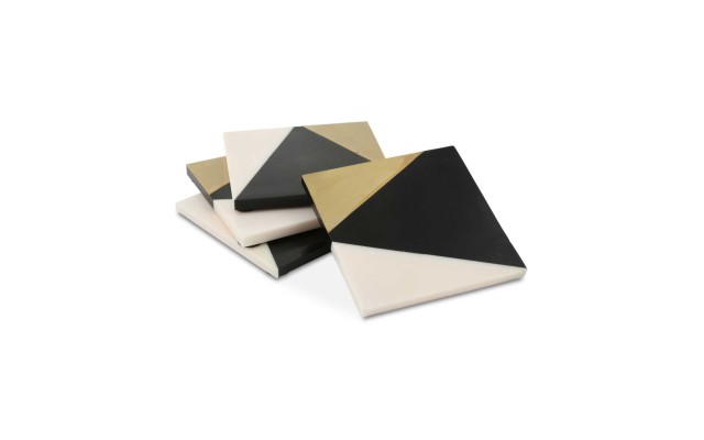 Thirststone Closeous Geometric Resin & Metal Coasters Tri-Color Set Of 4