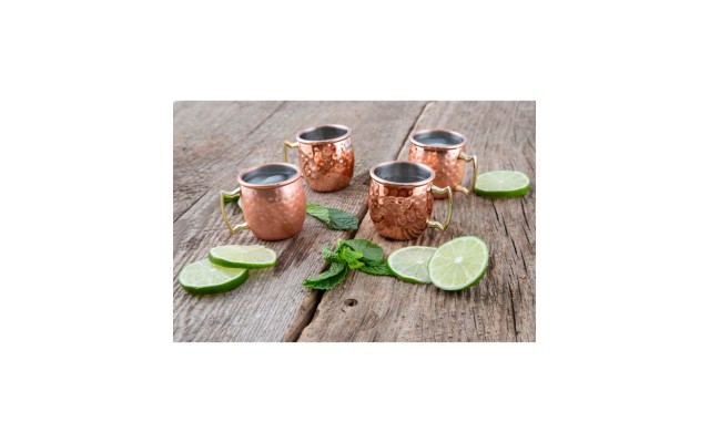  By Cambridge Moscow Mule Mug Shot Glasses, Set of 4, Rustcopper