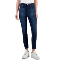 Tinseltown Women’s Cut-Hem Mid-Rise Skinny Denim Jeans, Navy, 1
