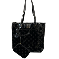 Tommy Hilfiger Large Glossy Black TH Logo Tote Set With Wallet