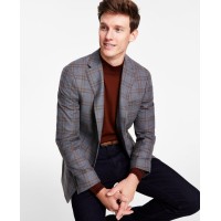 Tommy Hilfiger Men’s Modern-Fit Plaid Sport Coat, Grey/Brown, 42R