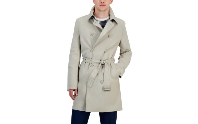  Men’s Modern-Fit Raincoat, Silver, 42S