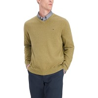 Tommy Hilfiger Men’s Signature Solid V-neck Sweater, olive , XX-Large