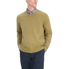 Tommy Hilfiger Men’s Signature Solid V-neck Sweater, olive , XX-Large
