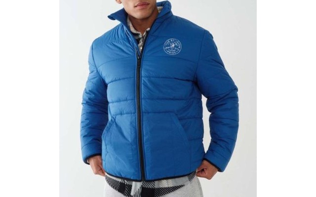  Men’s Solid Puffer Jacket, X-Large, Blue