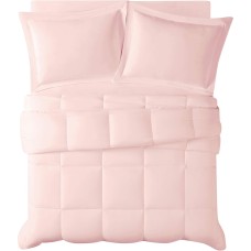 Truly Calm Everyday Antimicrobial 2-Piece Blush Microfiber Twin/Twin XL Down Alternative Comforter Set