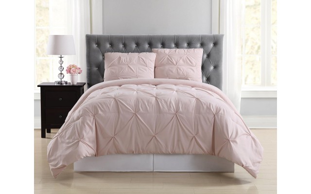  Everyday CS1969BSKG-1500 Pleated Comforter Set, Blush, King