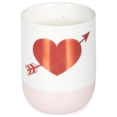 Twos Company Heart And Arrow Rose Scented Candle, White