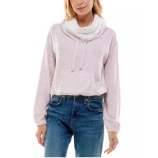 Ultra Flirt Juniors’ Funnel-Neck Sherpa Hacci Top, Taupe, XS