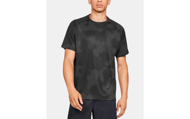  Men’s Tech Printed Short Sleeve T-Shirt (Black, S)