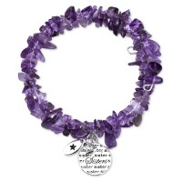 Unwritten “Sisters” Beaded Stone Chip Coil Bracelet with Silver-Plated Brass Accents