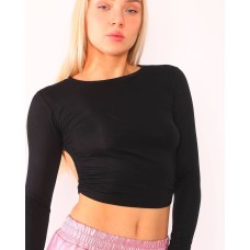 U-Wear Women’s Open Back Long Sleeve Blouse Top