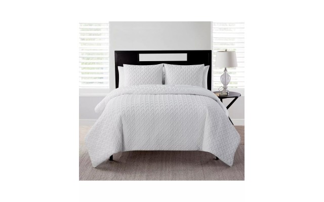  Nina II 3-Piece Geometric Polyester Comforter Sets, White, King