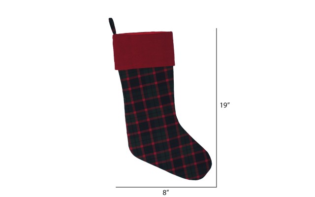  8″ x 19″ Highlands Collection Stocking, Red, Green
