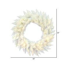 Vickerman PVC Holiday Spruce Clear Prelit LED Corded Electric Wreath, Ivory