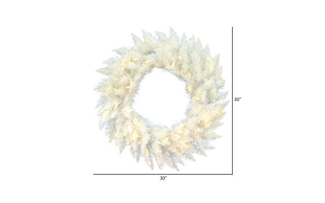  PVC Holiday Spruce Clear Prelit LED Corded Electric Wreath, Ivory