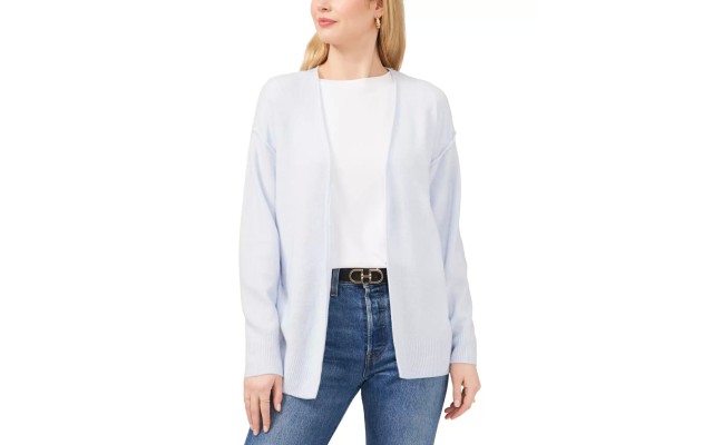  Womens Cozy Open-Front Cardigan Sweater, Light Blue, XS