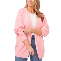 Vince Camuto Womens Cozy Open-Front Cardigan Sweater, Pink, XL