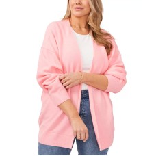 Vince Camuto Womens Cozy Open-Front Cardigan Sweater, Pink, XL