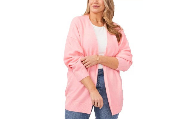  Womens Cozy Open-Front Cardigan Sweater, Pink, XL