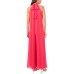  Womens Draped Halter Jumpsuit, Pink, M
