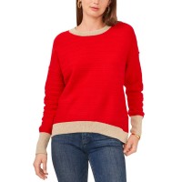 Vince Camuto Womens Edged Crewneck Sweater, Red, M