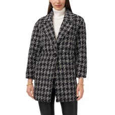 Vince Camuto Womens Houndstooth Cotton Tweed Jacket, Gray, L