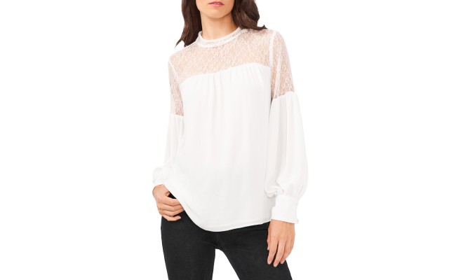  Women’s Lace Dressy Blouse, Ivory, Small