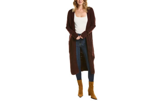  Women’s Long Cozy Open-Front Cardigan Sweater – Port, Small