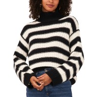 Vince Camuto Women’s Mock-Neck Dropped-Shoulder Sweater – Rich Black, Large