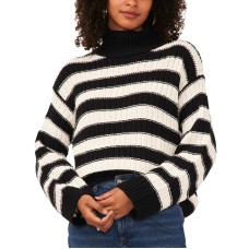 Vince Camuto Women’s Mock-Neck Dropped-Shoulder Sweater – Rich Black, Large