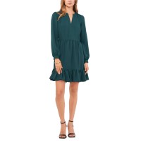 Vince Camuto Women’s Ruched Flounce Dress – Deep Forest, X-Large