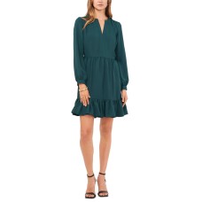 Vince Camuto Women’s Ruched Flounce Dress – Deep Forest, X-Large