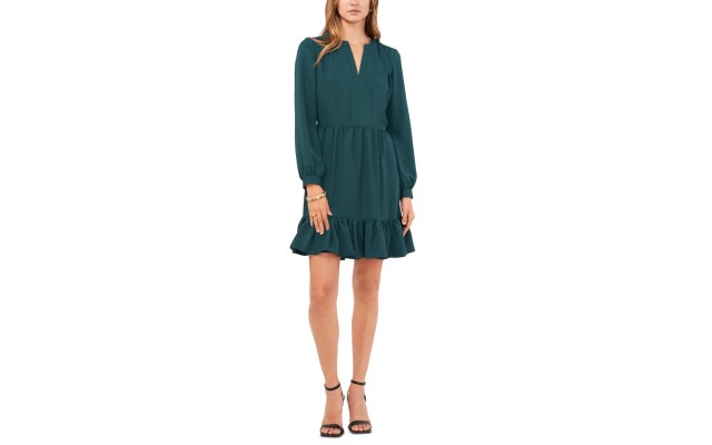  Women’s Ruched Flounce Dress – Deep Forest, X-Large
