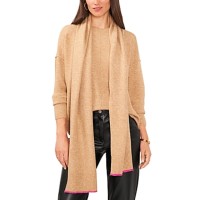 Vince Camuto Womens Scarf Sweater, Latte Heather Large